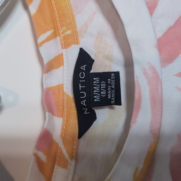 Nautica Girls Rainbow Short Sleeve Jersey Tee Dress with Elastic Cinched Waist - Picture 3 of 5